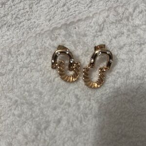Gold Textured Horseshoe Stud Earrings